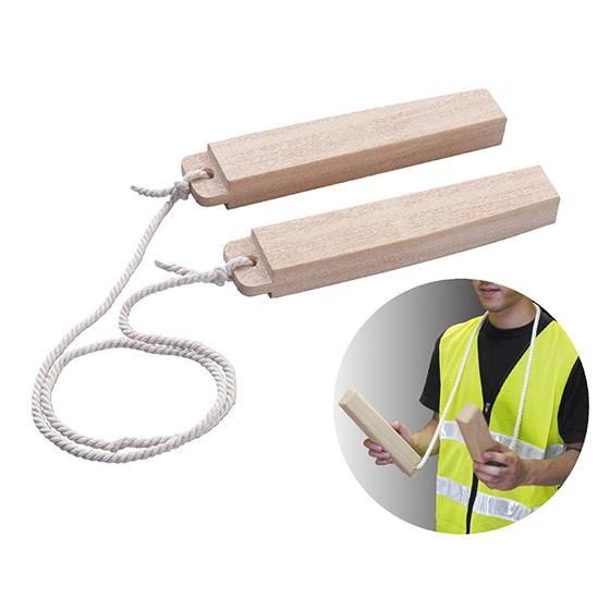 防犯 警備 火の用 心拍子木(ひも付)