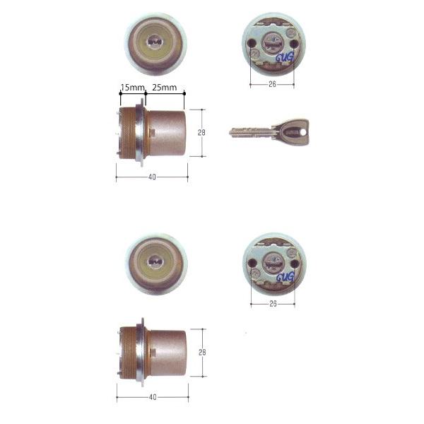 MIWA 美和ロック PRシリンダー LIXタイプ 全長40mm仕様 塗装グレー色 MCY-510 TE0 LIX 2個同一セット