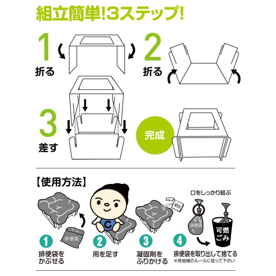 車載 アウトドア用トイレ おでかけトイレ POTON 組立トイレ 10回分