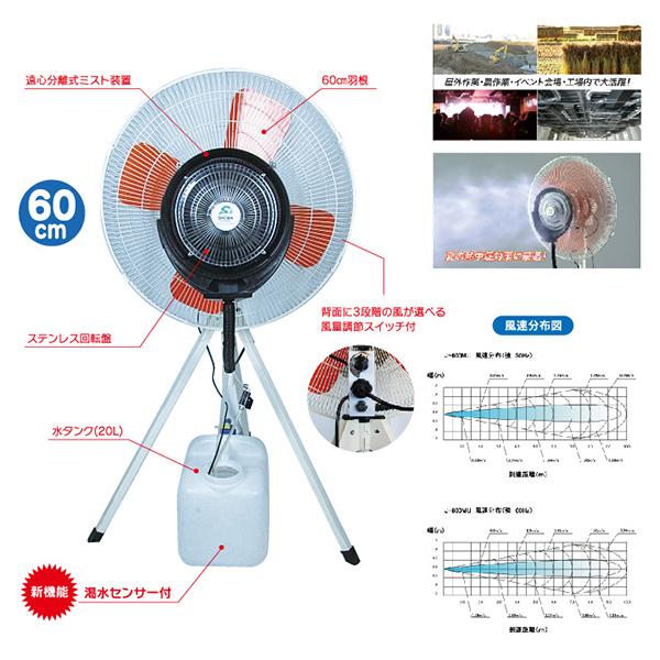 工場扇 扇風機 ミスト 噴射 J-600MU 羽根60cm