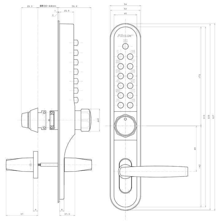 KEYLEX キーレックス700 22277 Mr-1型 片面ボタン式 MIWA LAタイプ用 AS色 シルバー塗装 対応扉厚36〜44mm 鍵穴なし