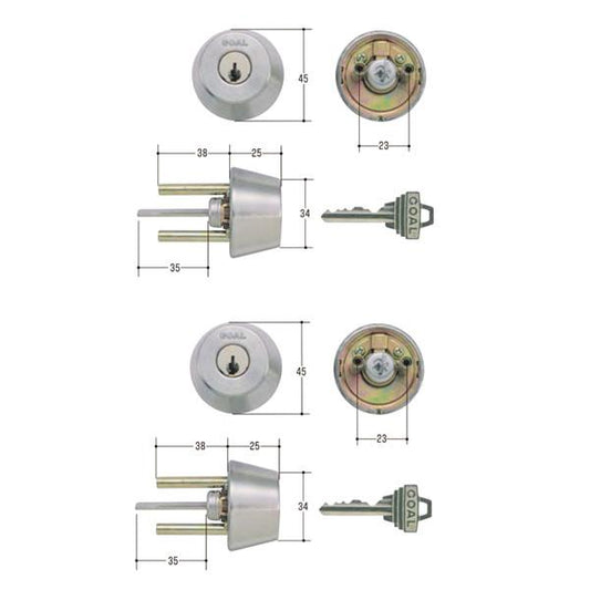 GOAL ゴール 標準ピンシリンダー ADタイプ 鍵 交換 取替えGCY-95 AD/GK/TDD 2個同一キー GOAL P-AD 5 4 ADヨウ シル