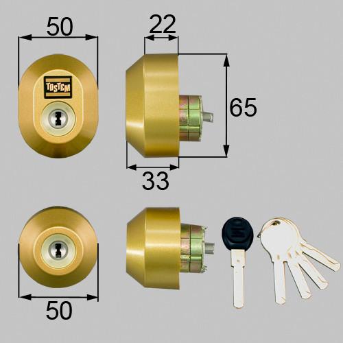 LIIXIL トステム ユーシンショウワ Wシリンダー グレイスゴールド 2個同一 ドア錠セット 楕円 玄関ドア 交換 DDZZ2016