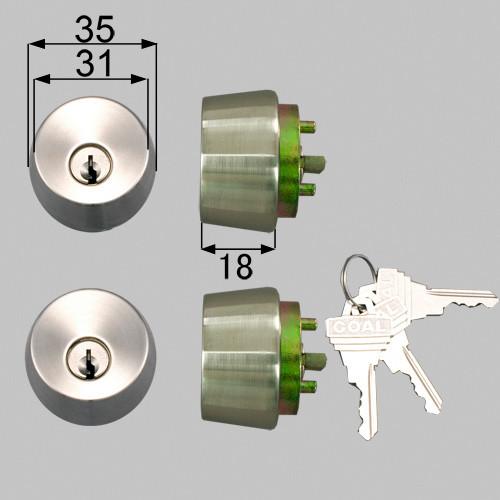 LIIXIL トステム GOAL ピンシリンダー シルバー 2個同一 ドア錠セット 丸型 玄関ドア 交換 DEBZ0021