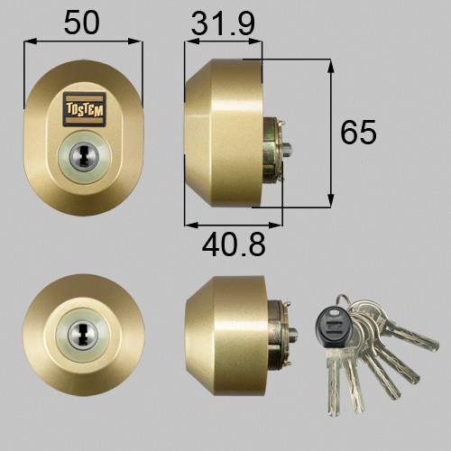LIIXIL トステム ユーシンショウワ Wシリンダー ゴールド 2個同一 ドア錠セット 玄関ドア 交換 DGZZ2035