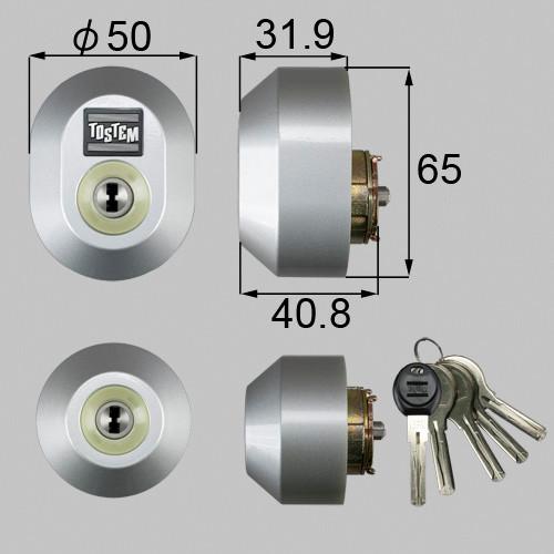 LIIXIL トステム ユーシンショウワ Wシリンダー グレー 2個同一 ドア錠セット 楕円 玄関ドア 交換 DGZZ2036