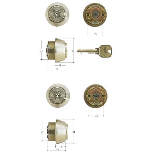 MIWA 美和ロック U9シリンダー LSPタイプ TE18 MCY-429 扉厚40～43mm 2個同一セット向け