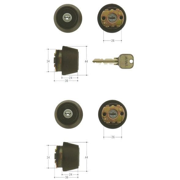MIWA 美和ロック U9シリンダー LSPタイプ TE24 MCY-437 扉厚28～36mm向け  2個同一セット