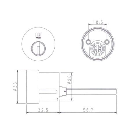 WEST ウエスト 916リプレイスシリンダー TK671Gタイプ 　玄関 鍵 交換 取替え主な使用住宅：セキスイハウス など 防犯